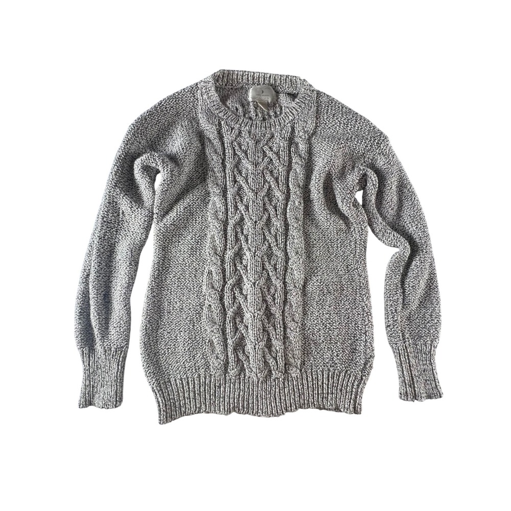 Ruby Moon Women's Medium Cable Knit Sweater Gray‎ Black Speckled Pullover Soft